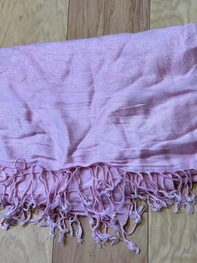 Women's Pink Fringe Scarf - Lightweight Fashion Accessory